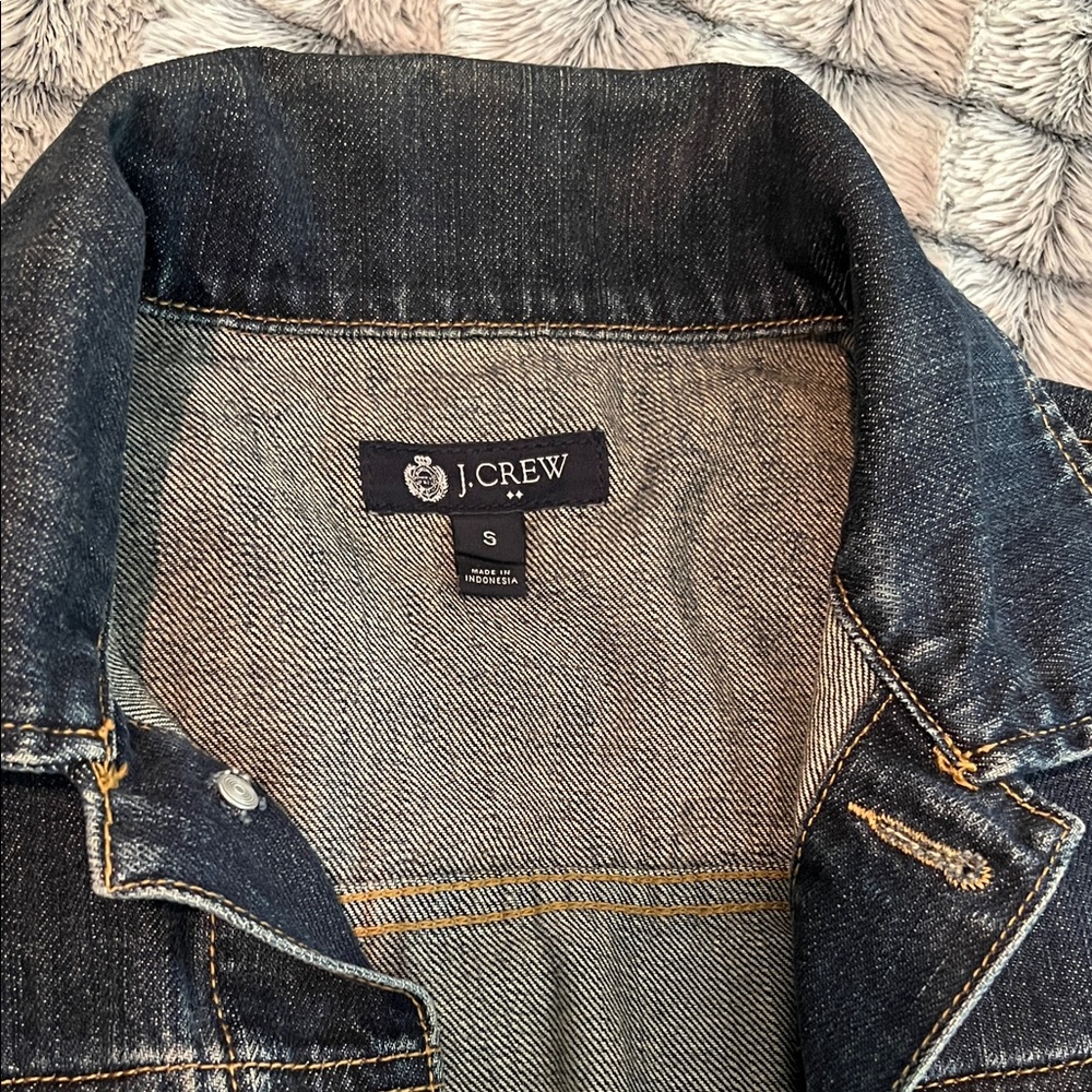 Gently used J. Crew Dark Indigo Women’s Denim Jacket Size Small- with flaws